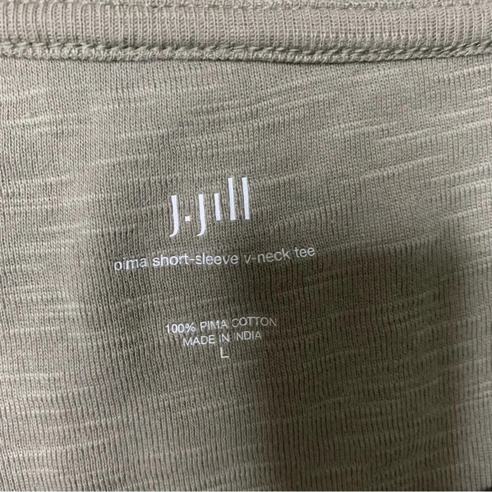 J Jill Womens Olive Green Pima Short Sleeve V Neck Tee Size Large Loungewear - Picture 2 of 6